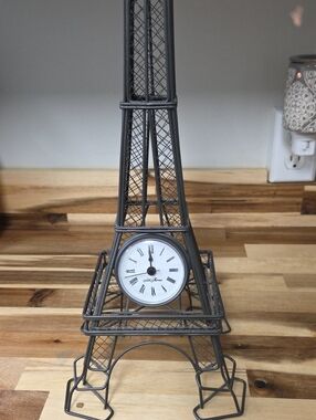 Source Unknown Eiffel Tower Metal Wall Clock in Gray and White